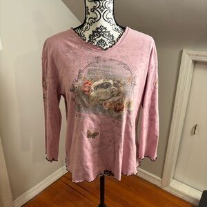 Vintage Jess & Jane Morning Coffee shirt size XL double sided print Y2K